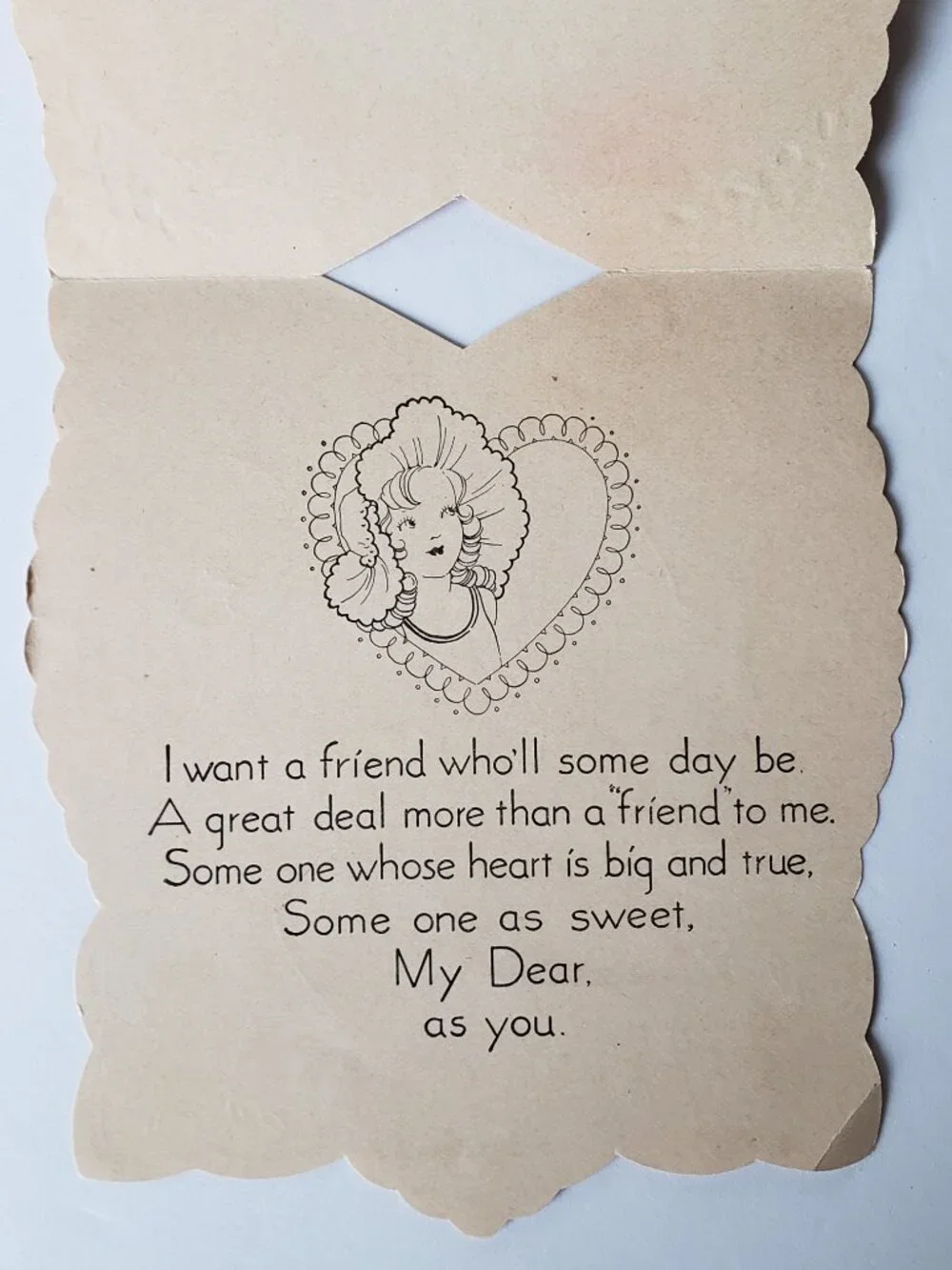 1940's COURTING COUPLE Victorian Paper Top Fold Valentine's Day Love Card